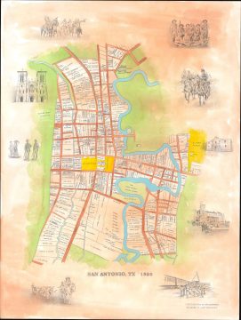 1985 Guimarin and MacEwen Manuscript Map of San Antonio, Texas, in 1855