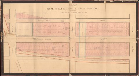 1848 Serrell Large Manuscript Plat Map of 71st to 73rd Streets, West Side of Manhattan
