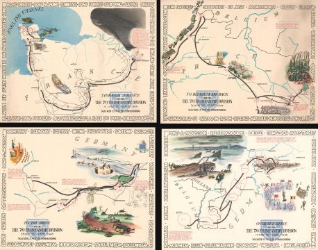 1945 Kaliher and White Set of Pictorial WWII Route Maps of  79th Inf. in Europe