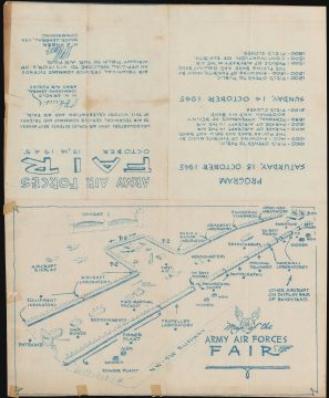 1945 Map of Army Air Forces Fair in Dayton, Ohio - promoting the future of Warfare