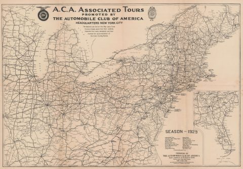 1929 Automobile Club Road Map of the Northeastern United States