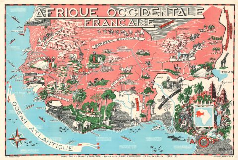 1951 Craste Pictorial Map of French West Africa