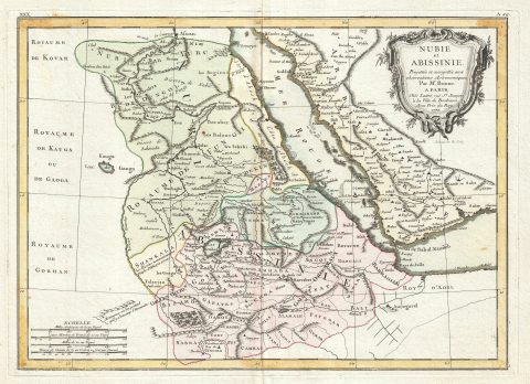 1771 Bonne Map of Abyssinia (Ethiopia), Sudan and the Red Sea