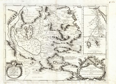 1690 Coronelli Map of Ethiopia, Abyssinia, and the Source of the Blue Nile