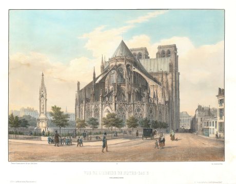 1845 Arnout View of the Apse of Notre Dame, Paris, France