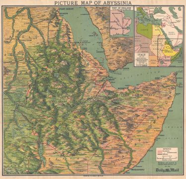 1935 George Philip Pictorial Map of East Africa: Ethiopia, Somalia, and Sudan