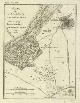 1784 Bocage Map of Plato's Academy, Athens, Ancient Greece