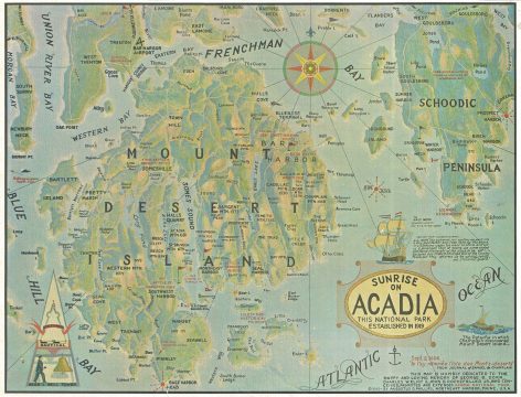1966 Phillips Map of Mount Desert Island, Maine (Acadia National Park)