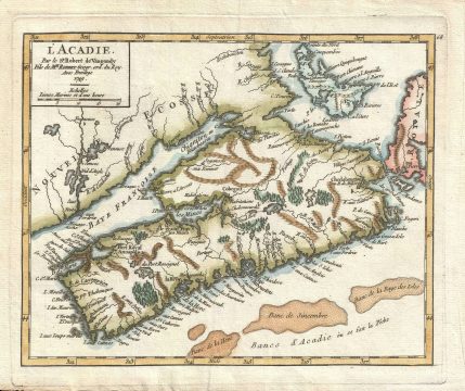 1749 Vaugondy Map of Nova Scotia