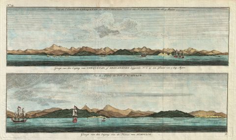 1765 Anson View of Acapulco and Zihuatanejo, Mexico