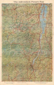 1922 Knight Pictorial Map of the Adirondacks, New York