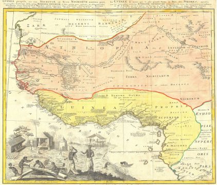 1743 Homann Heirs Map of West Africa ( Slave Trade references ) 'Guinea'
