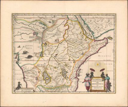 1635 Blaeu Map of Central Africa - Kingdom of Prester John