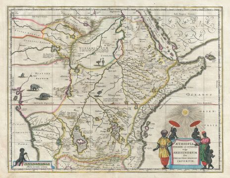1635 Blaeu Map of Central Africa - Kingdom of Prester John
