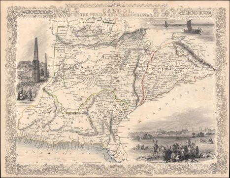 1851 Tallis / Rapkin Map of Afghanistan, Baluchistan, and the Punjab