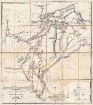 1848 Walker Map of Afghanistan during the Great Game