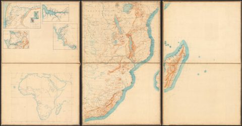 1885 French Manuscript Map of Africa (6 Sheets)