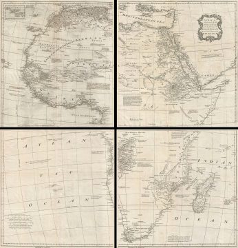 1755 Postlethwayte Four Panel Wall Map of Africa