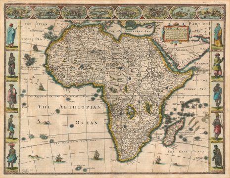 1626 John Speed 'carte á figures' Map of Africa: First State