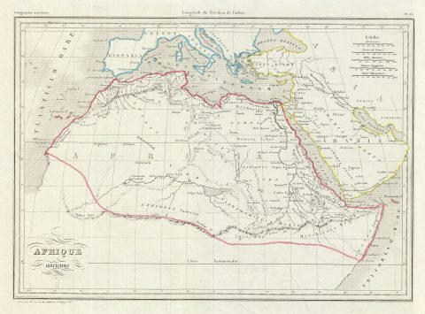 1843 Malte-Brun Map of Northern Africa in Antiquity