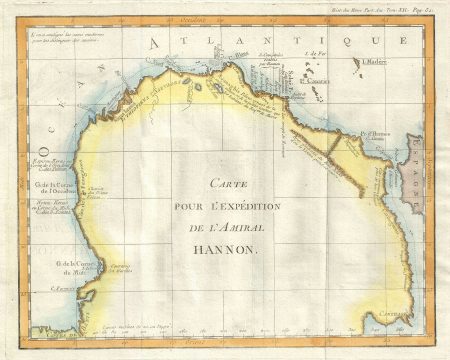 1770 Delisle de Sales Map of West Africa (Expedition Admiral Hanno of Carthage)