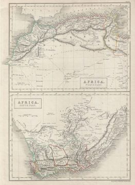 1840 Black Map of South Africa and North Africa