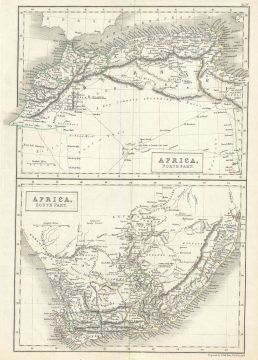1844 Black Map of North Africa and South Africa
