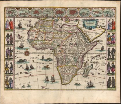 1630 / 1640 Blaeu Map of Africa: Scarce Second State, Superb Original Color