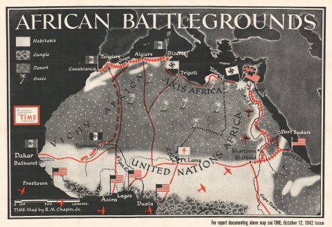 1942 Chapin Map of North Africa During World War II