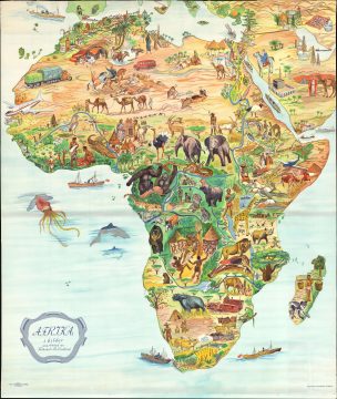 1955 Lindblad Pictorial Map of Africa