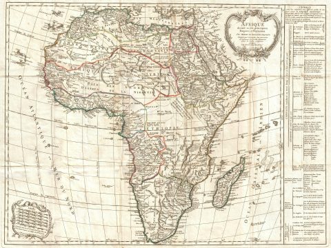1770 Vaugondy Pocket Map of Africa