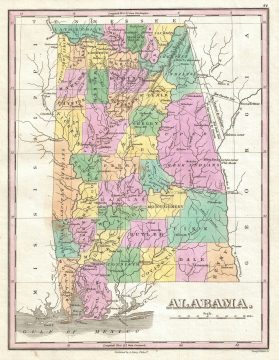 1827 Finley Map of Alabama