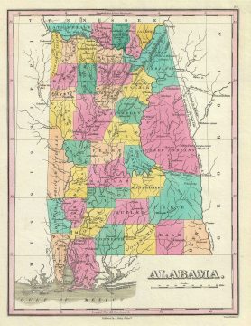 1828 Finley Map of Alabama
