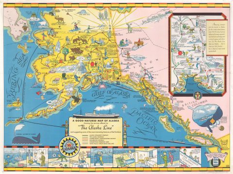 1934 Edward Camy Pictorial Map of Alaska