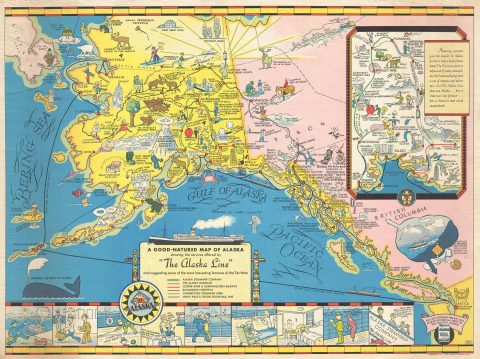 1934 Edward Camy Pictorial Map of Alaska