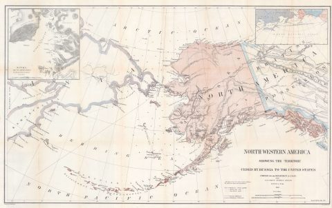 1867 Lindenkohl Map of Alaska - first map to name Alaska