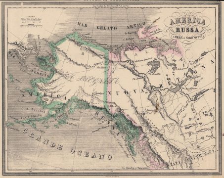 1858 Marmocchi Map of Russian America, Alaska