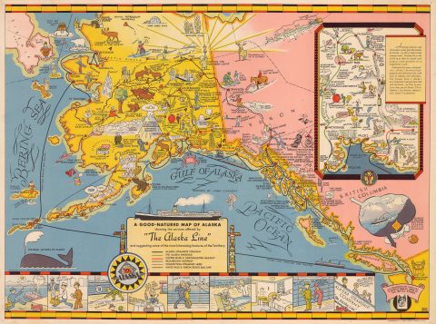 1934 Edward Camy Pictorial Map of Alaska