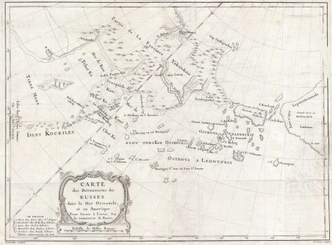 1777 Croisey Map of the Russian Discoveries in Alaska and Bering Strait