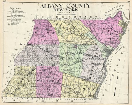 1912 Century Map of Albany County, New York