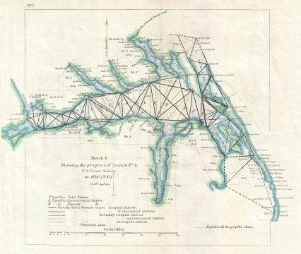 1849 U.S. Coast Survey Map of Albemarle Sound, North Carolina