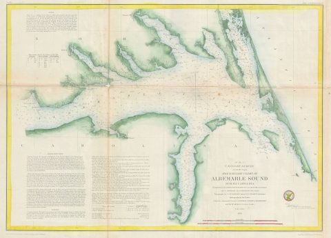 1855 U.S. Coast Survey Map of Albemarle Sound, North Carolina