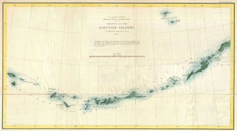 1873 U.S. Coast Survey Map of the Aleutian Islands, Alaska