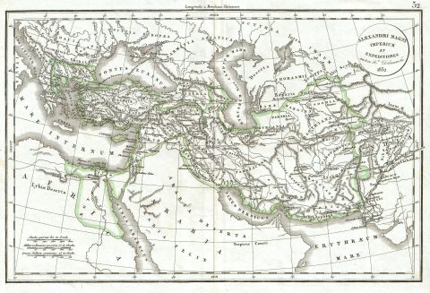 1832 Delamarche Map of the Empire of Alexander the Great