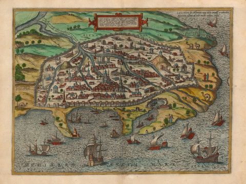 1575 Braun and Hogenberg View / Map of Alexandria, Egypt