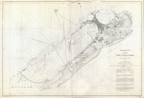 1867 Depot de la Marine Nautical Chart or Map of Alexandria, Egypt