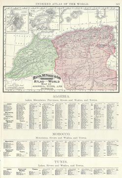 1891 Rand McNally Map of Northwestern Africa : Algeria, Morocco and Tunisia