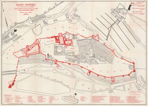 1908 Cendoya y Busquets Map of the Alhambra, Granada, Spain
