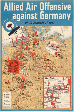 1941 British Propaganda Map of Allied Air Attacks on Germany