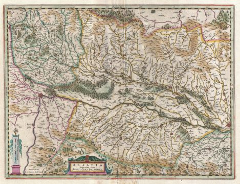 1644 Jansson Map of Alsace (Basel and Strasbourg)